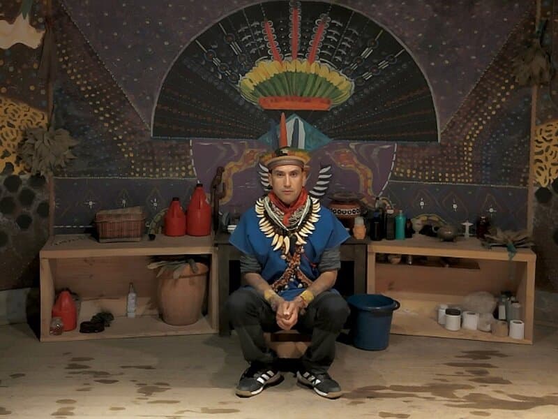 Interior of the medicine house prepared for ceremony