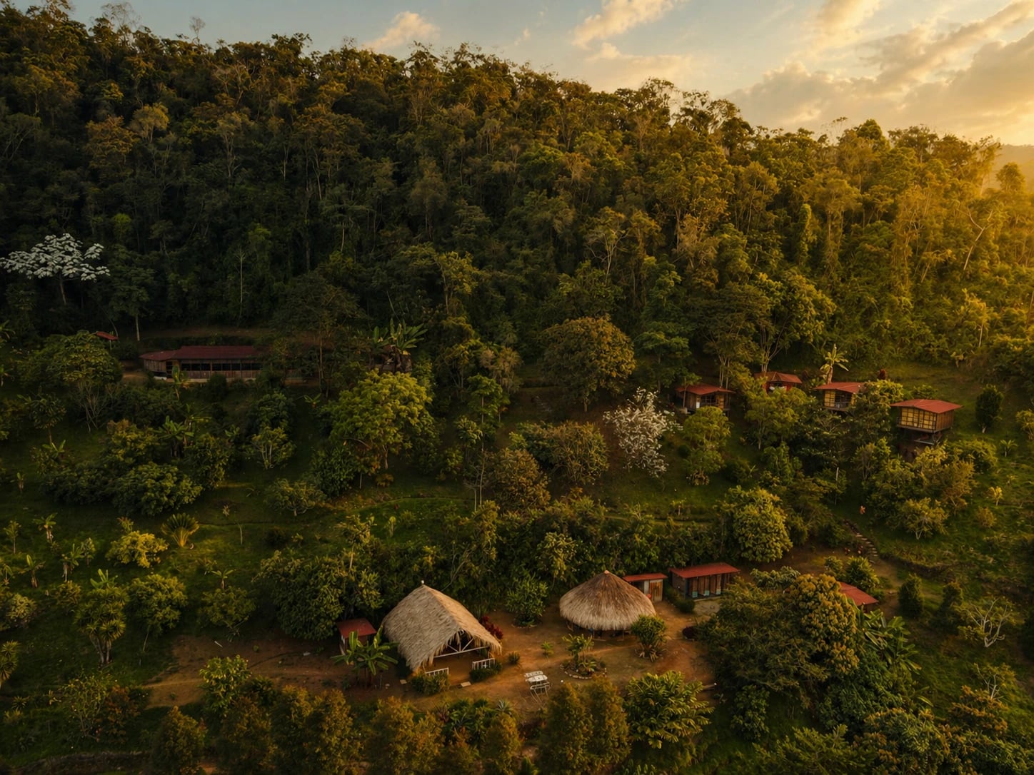 Aerial view of Yaogara nature reserve in the Antioquia mountains